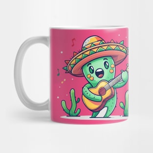 cute cactus playing guitar Mug